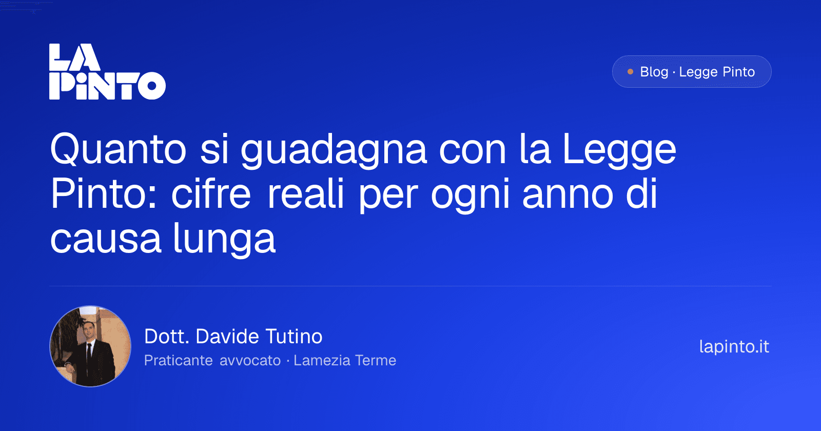 Quanto si guadagna con la Legge Pinto: cifre reali per ogni anno di causa lunga — Dott. Davide Tutino